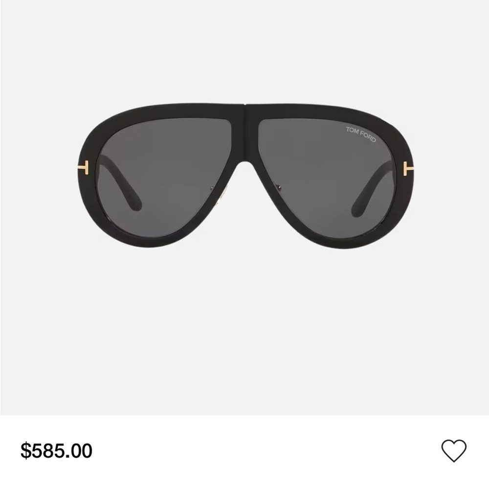 Tom Ford Black Shield Sunglasses with Gold T Accents